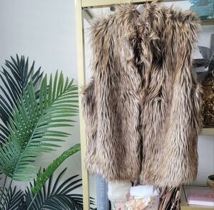 Faux Fur Brown Vest - Size Small